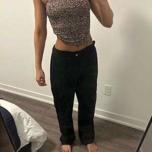 Zara Black Pants size medium elastic waistband low rise